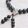 Lava Stone Buddha Mala Bracelet with Black Agate