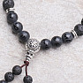 Lava Stone Buddha Mala Bracelet with Black Agate