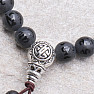 Lava Stone Buddha Mala Bracelet with Black Agate