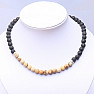 Lava stone necklace with picture jasper