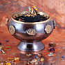 Metal brown bowl with chakra symbols 8 cm