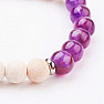 Fossil stone beaded bracelet with amethyst