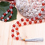 Japa Mala necklace made of carnelian beads and crystal