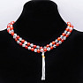 Japa Mala necklace made of carnelian beads and crystal