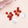 Agate red fashion bead earrings with mother of pearl