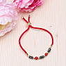 Red agate and hematite cut glitter drawstring bracelet