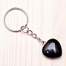 Keychain with black agate heart size M