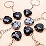 Flake obsidian heart keychain