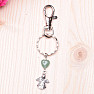 Green aventurine keychain with heart and angel