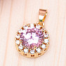 Pendant with cubic zircons and pink center