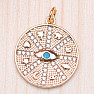 Circle pendant with cubic zirconia symbols