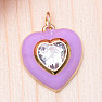 Pendant Purple heart cubic zirconia and enamel