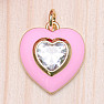 Pink heart cubic zirconia and enamel pendant