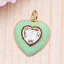 Green heart cubic zirconia and enamel pendant