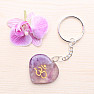 Amethyst chevron keychain heart Om