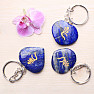 Lapis lazuli keychain heart with Ham symbol