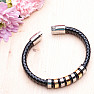 Men's knitted leather bracelet with stainless steel ornaments