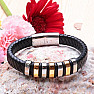 Men's knitted leather bracelet with stainless steel ornaments