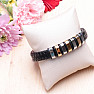 Men's knitted leather bracelet with stainless steel ornaments