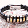 Men's knitted leather bracelet with stainless steel ornaments