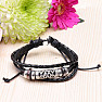 Men's leather bracelet casual style black triple