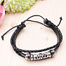 Men's leather bracelet casual style black triple