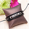 Men's leather bracelet casual style black triple