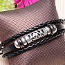 Men's leather bracelet casual style black triple