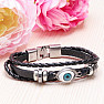 Evil eye men&#39;s black leather bracelet