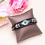 Evil eye men&#39;s black leather bracelet