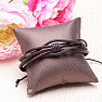 Men's casual style bracelet made of brown leather and waxed cord