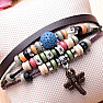 Fashion bracelet made of cords with wooden beads and lava