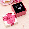 Paper gift box with ribbon bow and earrings 7.4 x 7.4 cm