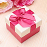 Paper gift box with ribbon bow and earrings 7.4 x 7.4 cm