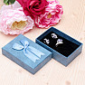 Paper gift box blue with ribbon bow and earrings 6.3 x 9.3 cm