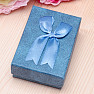 Paper gift box blue with ribbon bow and earrings 6.3 x 9.3 cm