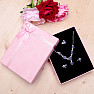 Paper pink gift box with ribbon for jewelry sets 12.5 x 16 cm