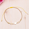 Crystal and seed beads bracelet with Shamballa clasp in gold tone