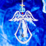 Heavenly angel Feng Shui curtain to the window of metal and crystal blue bead