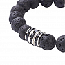 Lava stone and metal bracelet with Tibetan pattern