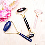 Lapis lazuli massage roller one-sided gold color