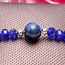 Bracelet made of cut glass beads with lapis lazuli