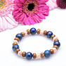 Lapis lazuli with wooden rings and glass beads Aqua aura bracelet RB Design 145