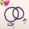 Mother and daughter lapis lazuli bracelets with angels and hearts