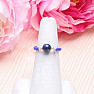 Lapis Lazuli elastic ring with glass seed beads