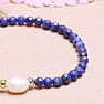 Lapis lazuli with pearl fashion bracelet extra quality cut beads