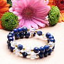 Lapis lazuli with cut glass beads wrap bracelet with lotus