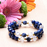 Lapis lazuli with cut glass beads wrap bracelet with lotus