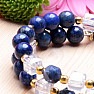 Lapis lazuli with cut glass beads wrap bracelet with lotus