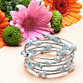 Larimar and steel fashion bracelet wide wrap